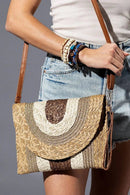 MB0291 Metallic Lined Multi Color Straw Clutch/Crossbody Bag - MiMi Wholesale