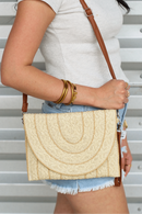 MB0292 Stitch Detailed Straw Clutch/Crossbody Bag - MiMi Wholesale