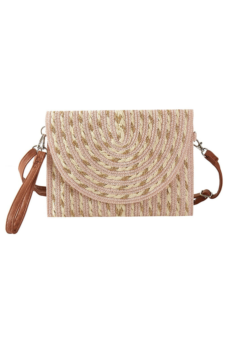 MB0294 Gold Threads Mixed Color Straw Clutch/Crossbody Bag - MiMi Wholesale