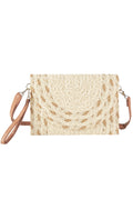 MB0297 Mixed Color Detail Straw Clutch/Crossbody Bag - MiMi Wholesale