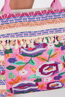 MB0308 Boho Print Pom Pom Fringe Tote Bag - MiMi Wholesale