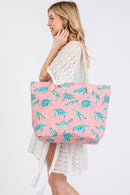 MB0310 Turtle Print Rope Strap Tote Bag - MiMi Wholesale