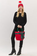 MB0321 Christmas Tote Bag With Plaid Blow - MiMi Wholesale