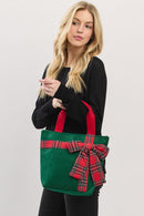 MB0321 Christmas Tote Bag With Plaid Blow - MiMi Wholesale