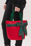 MB0321 Christmas Tote Bag With Plaid Blow - MiMi Wholesale