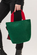 MB0321 Christmas Tote Bag With Plaid Blow - MiMi Wholesale