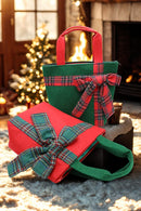 MB0321 Christmas Tote Bag With Plaid Blow - MiMi Wholesale