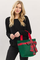 MB0321 Christmas Tote Bag With Plaid Blow - MiMi Wholesale
