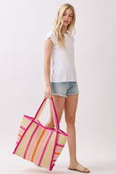 MB0323 Jennifer Multi Color Straw Beach Tote Bag - MiMi Wholesale
