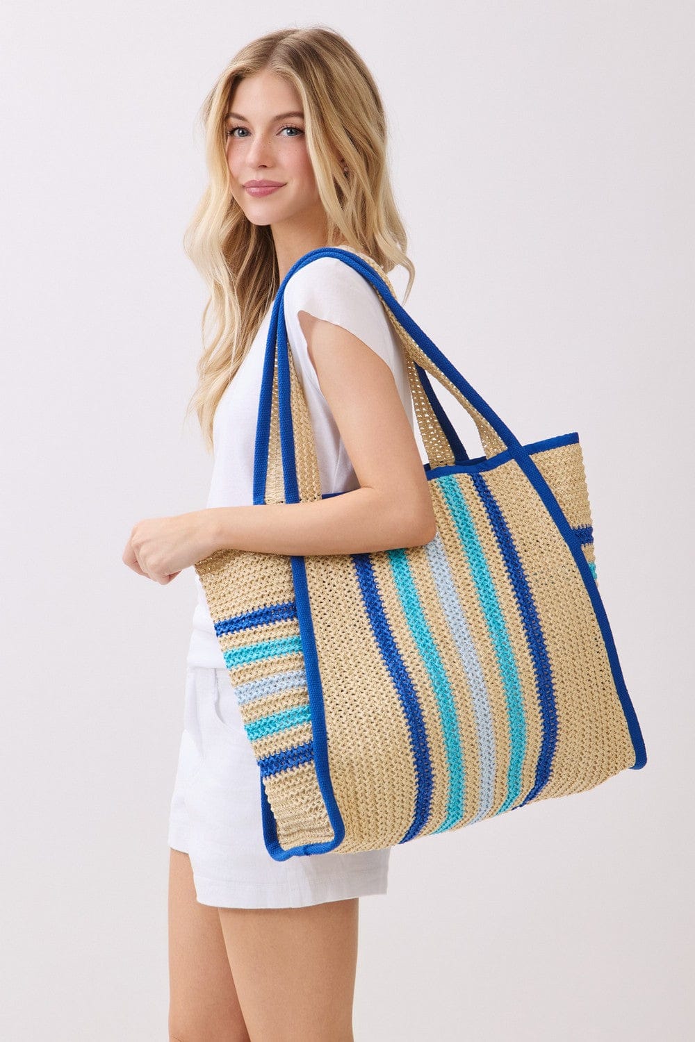 MB0323 Jennifer Multi Color Straw Beach Tote Bag - MiMi Wholesale