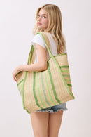 MB0323 Jennifer Multi Color Straw Beach Tote Bag - MiMi Wholesale
