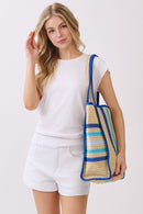 MB0323 Jennifer Multi Color Straw Beach Tote Bag - MiMi Wholesale