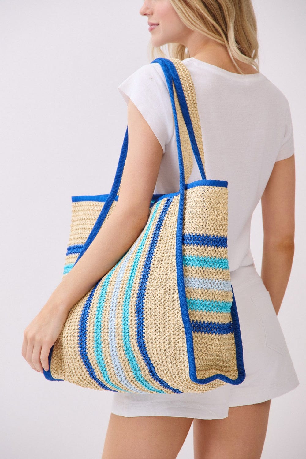 MB0323 Jennifer Multi Color Straw Beach Tote Bag - MiMi Wholesale