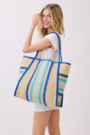 MB0323 Jennifer Multi Color Straw Beach Tote Bag - MiMi Wholesale