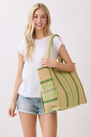 MB0323 Jennifer Multi Color Straw Beach Tote Bag - MiMi Wholesale
