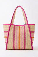 MB0323 Jennifer Multi Color Straw Beach Tote Bag - MiMi Wholesale