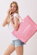 MB0326 Straw Fringe Summer Beach Tote Bag - MiMi Wholesale