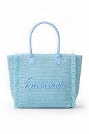 MB0326 Straw Fringe Summer Beach Tote Bag - MiMi Wholesale