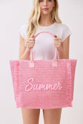 MB0326 Straw Fringe Summer Beach Tote Bag - MiMi Wholesale