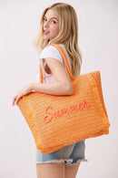 MB0326 Straw Fringe Summer Beach Tote Bag - MiMi Wholesale