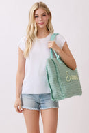 MB0326 Straw Fringe Summer Beach Tote Bag - MiMi Wholesale