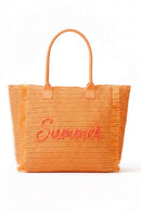 MB0326 Straw Fringe Summer Beach Tote Bag - MiMi Wholesale