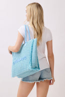 MB0326 Straw Fringe Summer Beach Tote Bag - MiMi Wholesale
