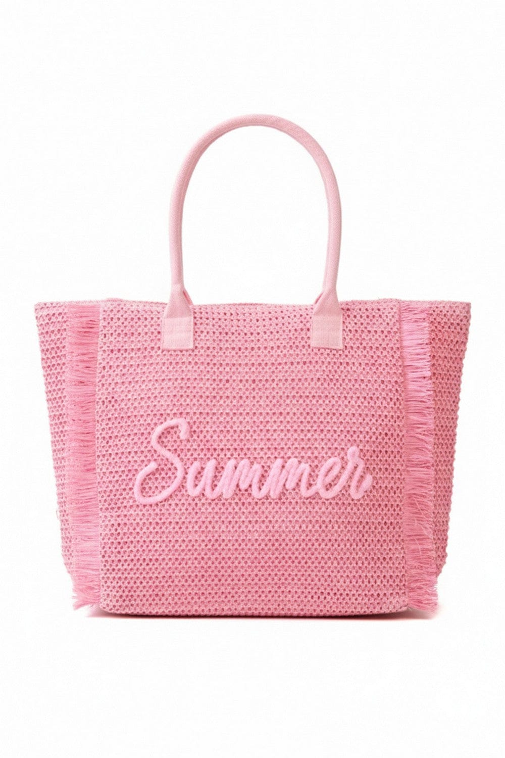 MB0326 Straw Fringe Summer Beach Tote Bag - MiMi Wholesale