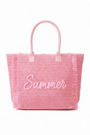 MB0326 Straw Fringe Summer Beach Tote Bag - MiMi Wholesale