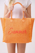MB0326 Straw Fringe Summer Beach Tote Bag - MiMi Wholesale