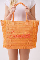 MB0326 Straw Fringe Summer Beach Tote Bag - MiMi Wholesale
