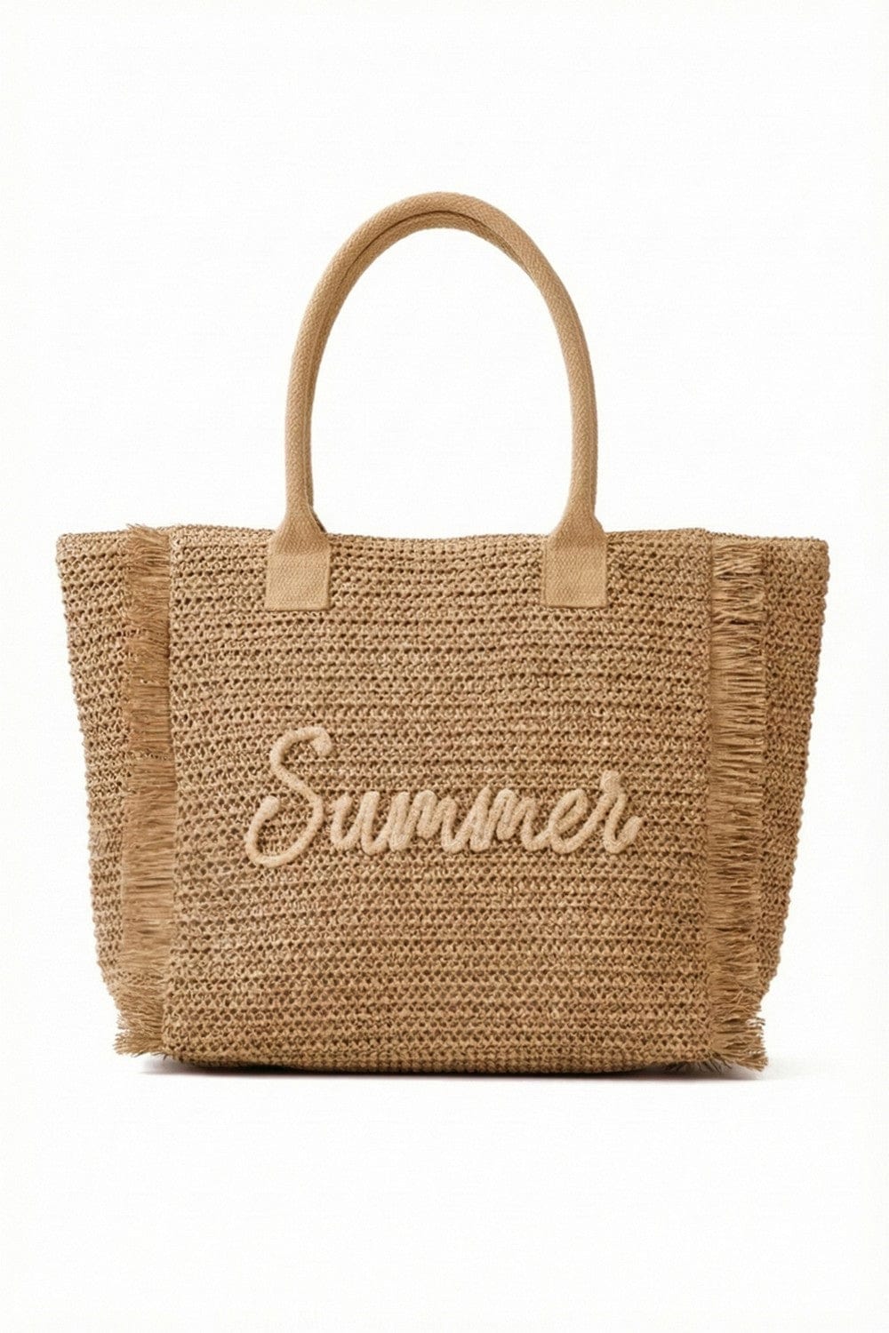 MB0326 Straw Fringe Summer Beach Tote Bag - MiMi Wholesale