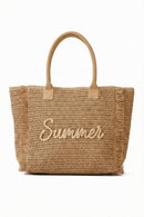 MB0326 Straw Fringe Summer Beach Tote Bag - MiMi Wholesale