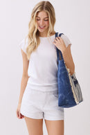 MB0329 Vintage Sunshine Strip Fringe Beach Tote Bag - MiMi Wholesale