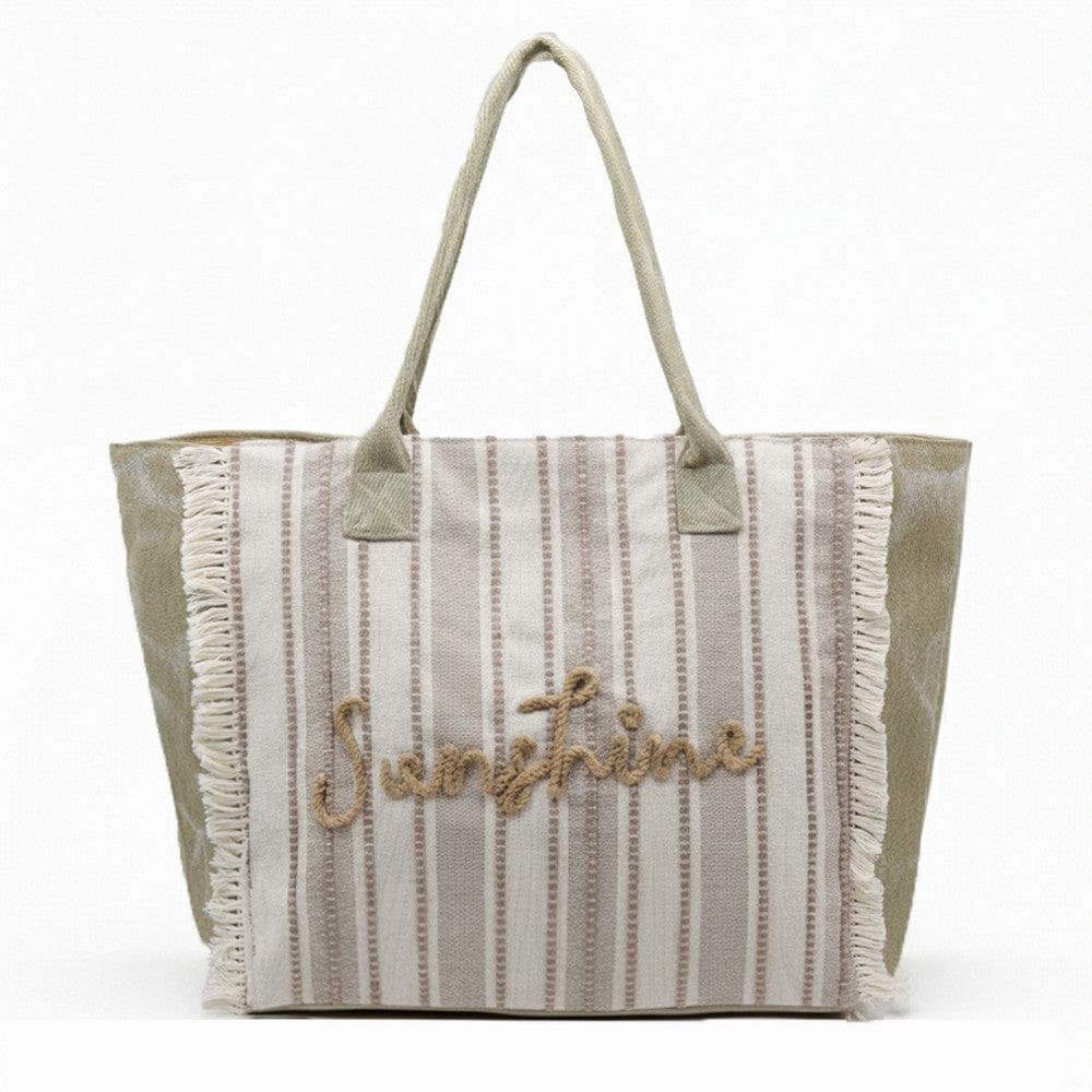 MB0329 Vintage Sunshine Strip Fringe Beach Tote Bag - MiMi Wholesale