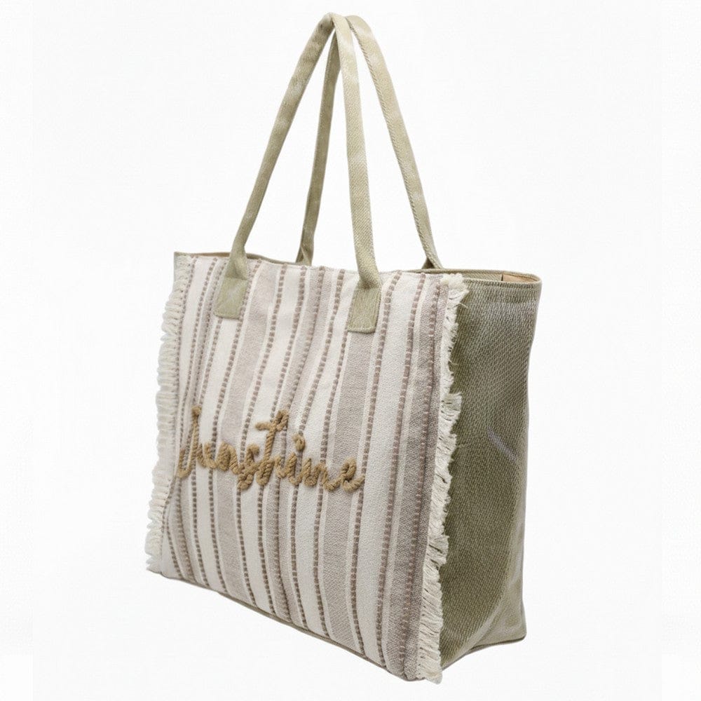 MB0329 Vintage Sunshine Strip Fringe Beach Tote Bag - MiMi Wholesale