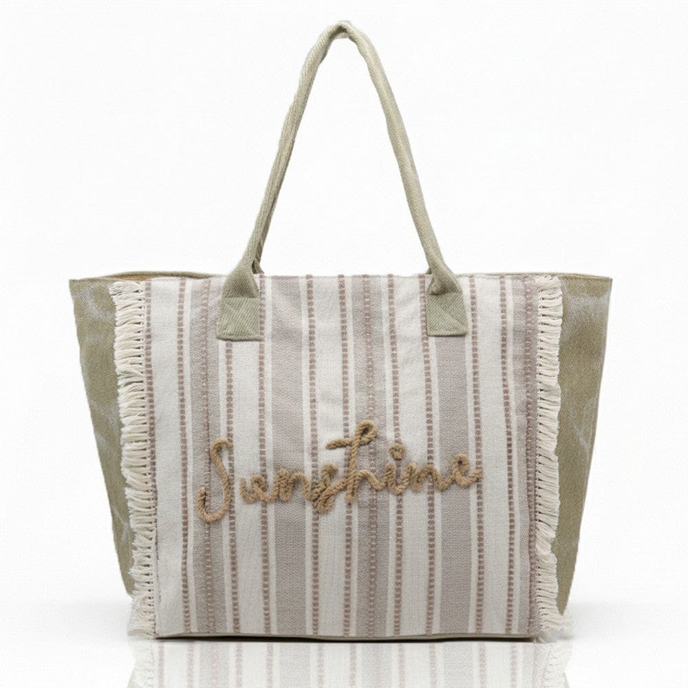MB0329 Vintage Sunshine Strip Fringe Beach Tote Bag - MiMi Wholesale