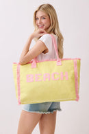 MB0330 Terry Cloth Fringe Beach Tote Bag - MiMi Wholesale