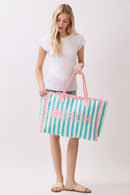 MB0331 Striped Terry Cloth Beach Tote Bag - MiMi Wholesale