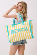 MB0331 Striped Terry Cloth Beach Tote Bag - MiMi Wholesale