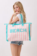 MB0331 Striped Terry Cloth Beach Tote Bag - MiMi Wholesale