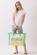 MB0331 Striped Terry Cloth Beach Tote Bag - MiMi Wholesale