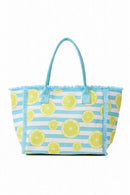 MB0332 Lemon Stripe Fringe Beach Tote Bag - MiMi Wholesale