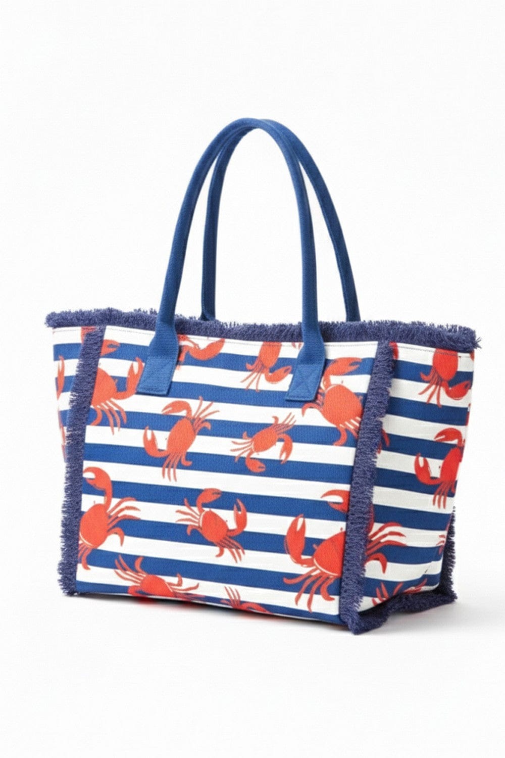 MB0336 Crab Stripe Fringe Beach Tote Bag - MiMi Wholesale