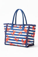 MB0336 Crab Stripe Fringe Beach Tote Bag - MiMi Wholesale