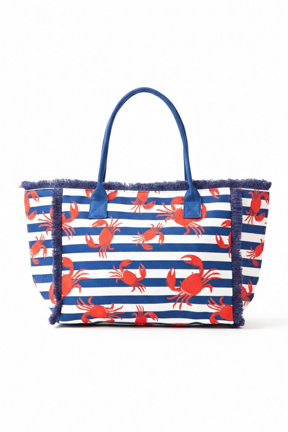 MB0336 Crab Stripe Fringe Beach Tote Bag - MiMi Wholesale