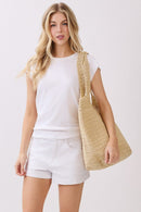 MB0339 Shannon Handmade Straw Tote Bag - MiMi Wholesale