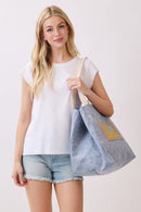 MB0340 2 in 1 Love Patch Canvas Bucket Tote Bag - MiMi Wholesale