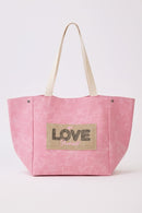 MB0340 2 in 1 Love Patch Canvas Bucket Tote Bag - MiMi Wholesale