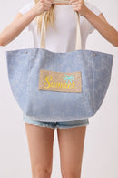 MB0340 2 in 1 Love Patch Canvas Bucket Tote Bag - MiMi Wholesale
